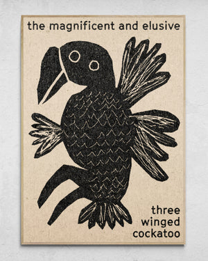 "The Magnificent And Elusive Three Winged Cockatoo" Print