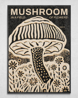 "Mushroom in a Field of Flowers" Print